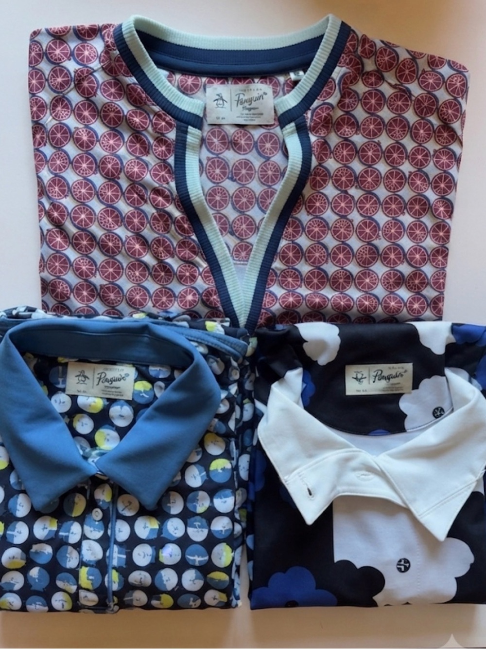 Original Penguin Munsingwear Women's Blue & White Floral Print Golf Polo Sz S - Picture 5 of 5